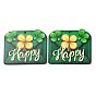 Saint Patrick's Day Single Face Printed Wood Pendants, Envelope Charms with Clover