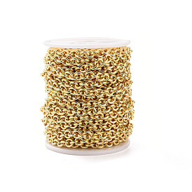 Brass Cable Chains, with Spool, Soldered, Long-Lasting Plated, Ring