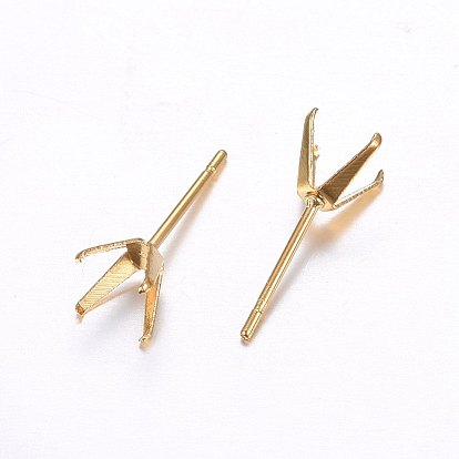 304 Stainless Steel Prong Earring Settings, Stud Earring Findings