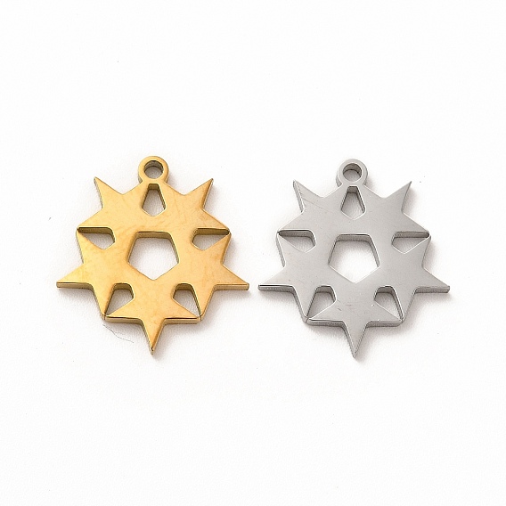 Placage ionique (ip) 304 pendentifs en acier inoxydable, charmes étoiles