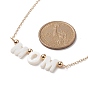 Natural Shell Word Pendant Necklace with Golden Brass Cable Chains for Mother's Day