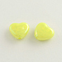 AB Color Plated Heart Acrylic Beads, 11x12x5mm, Hole: 2mm, about 1100pcs/500g