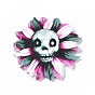 Pendentif acrylique halloween, fleur avec breloque tête de mort/chat/momie/squelette