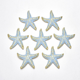 Gros pendentifs en fer peint par pulvérisation, étoile de mer / étoiles de mer, or et de lumière