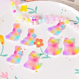 Colorful Acrylic Pendants, Cat/Rabbit Charms