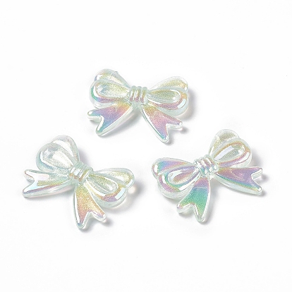 Opaque Acrylic Beads, with Glitter Powder, AB Color, Bowknot
