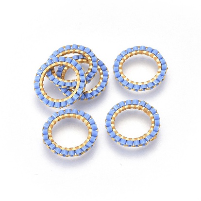 Miyuki & toho perles de rocaille japonaises faites à la main, avec 304 bagues en acier inoxydable, Motif métier, anneau