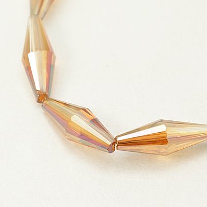 Perles en verre electroplate, facette, Toupie, 20x8mm, Trou: 1mm