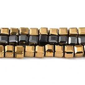 Electroplated Synthetic Non-Magnetic Hematite Beads Strands, Faceted Cube