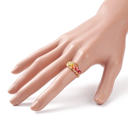 Anillo de dedo de vórtice trenzado de vidrio, joyería de envoltura de alambre de cobre dorado para mujer