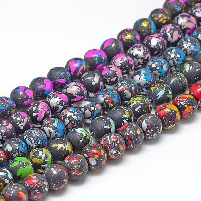 Baking Painted Glass Beads Strands, Round