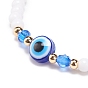 Mauvais œil en résine et bracelet extensible en perles acryliques pour femme