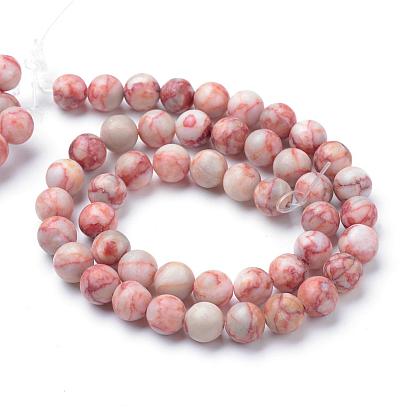 Brins de perles de netstone rouge naturel, ronde