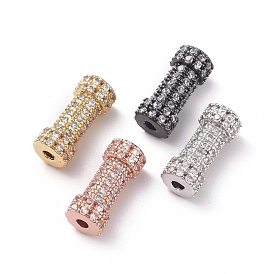 Brass Micro Pave Clear Cubic Zirconia Beads, Tube