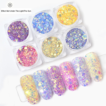 Laser Shining Nail Art Glitter, Manicure Sequins, DIY Sparkly Paillette Tips Nail