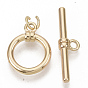 Corchetes de la palanca de latón, real 18 k chapado en oro, anillo redondo, sin níquel