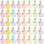 40Pcs 8 Colors Transparent Resin Pendants, Duck Charms with Crown, with Stainless Steel Color Plated 304 Stainless Steel Loops