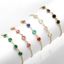 Colorful Crystal Adjustable Pull Bracelet for Women, Fashionable and Simple Jewelry