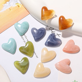 Opaque Resin Cabochons, Imitation Agate, Heart