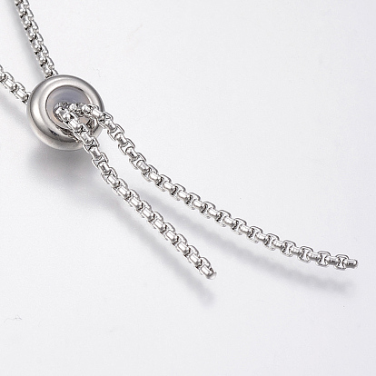 304 fabrication de collier de chaîne de boîte en acier inoxydable, avec des perles d'arrêt de curseur
