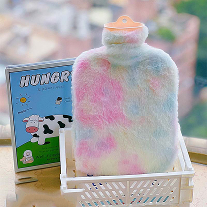 PVC Hot Water Bottle with Soft Fluffy Cover, 500ml Water Bags, for Hand Leg Waist Warm Gift