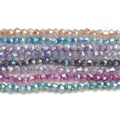 Baking Painted Transparent Glass Beads Strands, Imitation Opalite, AB Color, Faceted, Bicone