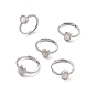 Oval Natural Gemstone Adjustable Rings, Platinum Tone Brass Jewelry for Women