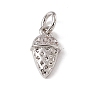 Brass Micro Pave Clear Cubic Zirconia Ice Cream Charms, with Open Jump Rings