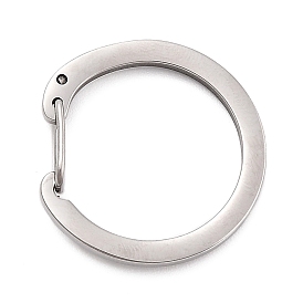 304 Stainless Steel Push Gate Snap Key Clasps, Manual Polishing, Round Ring