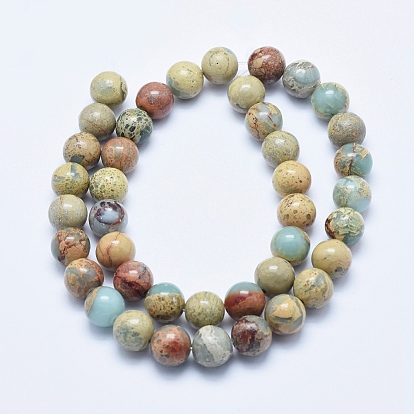 Natural Aqua Terra Jasper Beads Strands, Round