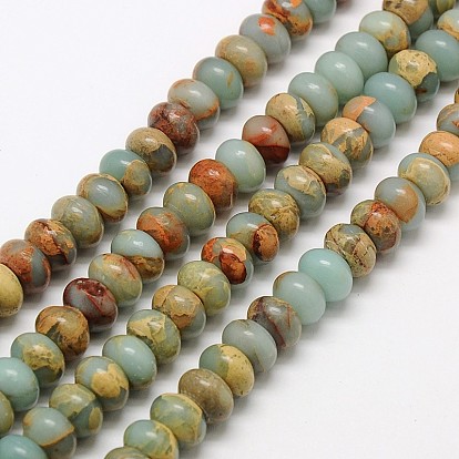 Rondelle Natural Aqua Terra Jasper Beads Strands