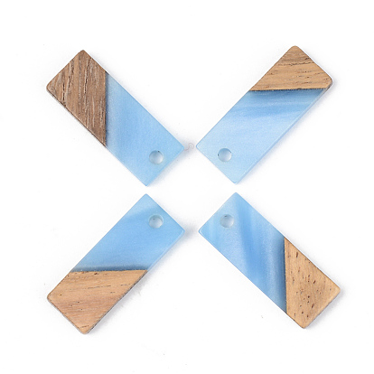 Pendentifs en bois de résine et de noyer, rectangle, couleur mixte
