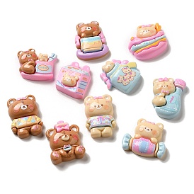 Bear Theme Opaque Resin Decoden Cabochons, Mixed Shapes