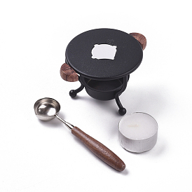 Wax Seal Stamp Set, with Wood Wax Furnace and Wax Sticks Melting Spoon Tool