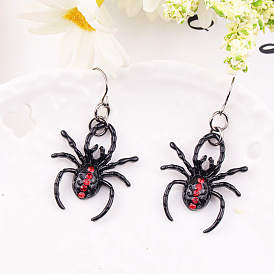 Minimalist Black Spider Earrings with Diamonds - Unique Women's Jewelry