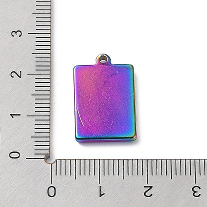 Ion Plating(IP) 304 Stainless Steel Pendant Rhinestone Settings, Rectangle with Eye