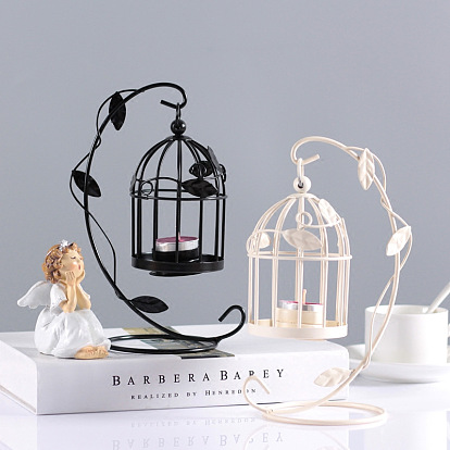 Cage fer chandelier photophore bougeoir, bougeoirs décoratifs de table pour bougies chauffe-plat