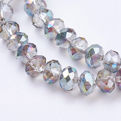 Perles en verre electroplate, arc-en-ciel plaqué, facette, rondelle