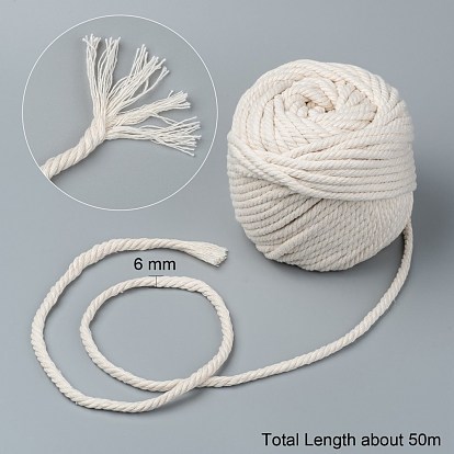 Macrame Cotton Cord, Twisted Cotton Rope, for Wall Hanging, Plant Hangers, Crafts and Wedding Decorations
