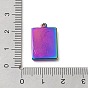 Ion Plating(IP) 304 Stainless Steel Pendant Rhinestone Settings, Rectangle with Eye