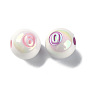Plating Iridescent Acrylic Beads, Round with Number