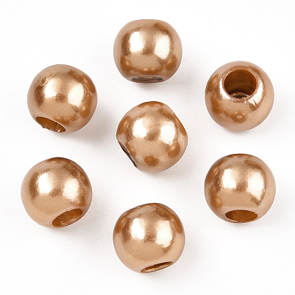 ABS Plastic Imitation Pearl European Beads, Large Hole Rondelle Beads, 11.5~12x10mm, Hole: 5mm, about 780pcs/500g