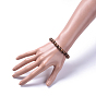 Wood Beads Stretch Bracelets, with Tibetan Style Alloy Tube Bails, Round