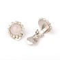 Trendy Brass Gemstone Clip-on Earrings, with Brass Rhinestone and Brass Clip-on Earring Components, Platinum, 19x14mm