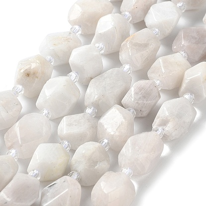Natural Rainbow Moonstone Beads Strands, with Seed Beads, Faceted, Rhombus