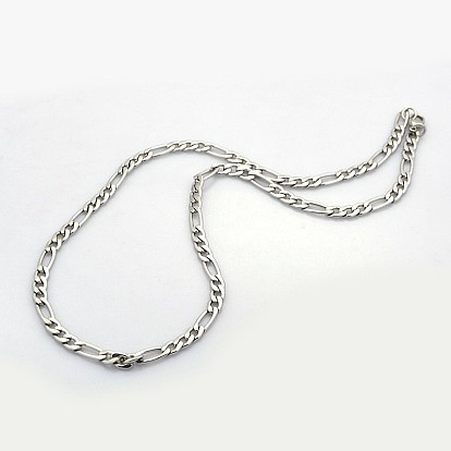 Trendy Unisex 304 Stainless Steel Figaro Chain Necklaces, with Lobster Clasps, 19 inch(48.3cm), 5mm