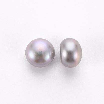 Perles de culture d'eau douce plates rondes naturelles, teint, la moitié foré