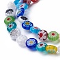 Flat Round Handmade Millefiori Glass Beads Strands, 12x5mm, Hole: 1mm, about 32pcs/strand, 14.1 inch