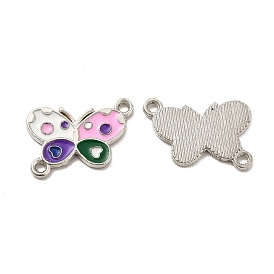 Alloy Enamel Connector Charms, Butterfly Links, Platinum