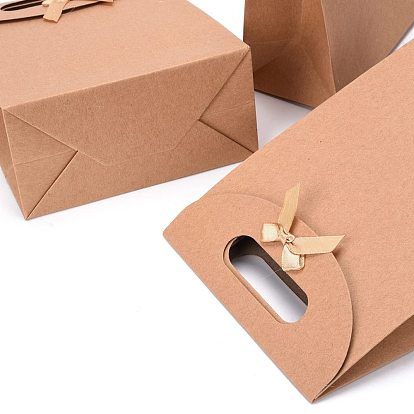 Подарочные пакеты из крафт-бумаги с бантом в виде ленты, для партии, день рождения, свадебные и праздничные торжества, прямоугольные